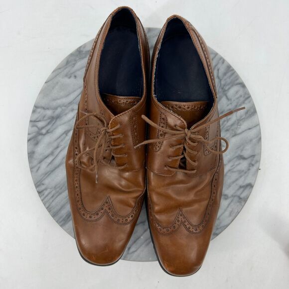 Cole Haan Dress Shoes Mens 13 British Tan Montgomery Wing Oxford Lace Up C20237 - Picture 9 of 12